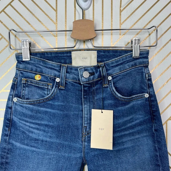 CQY Friend Los Angeles High-Rise Straight Leg Jeans Blue Size 24 - Picture 3 of 12